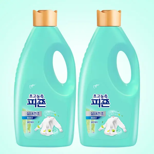 피죤 초고농축 섬유유연제 실내건조 MAX 클린데이, 2L, 2개