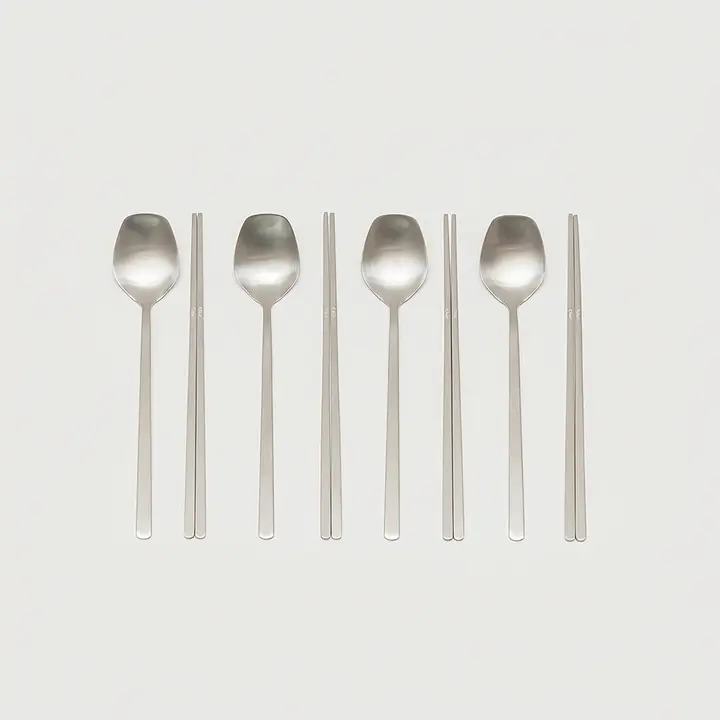 메종오브제 딜라잇 샤틴 실버 수저세트, 디너 스푼, 4P + 젓가락, 4P