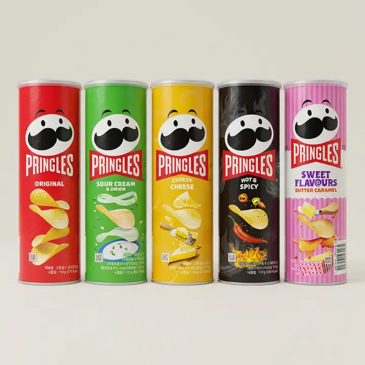 프링글스, 오리지날 1개 + 양파 1개 + 매운 1개 + 치즈 1개 + 버터 1개, 110g, 5개