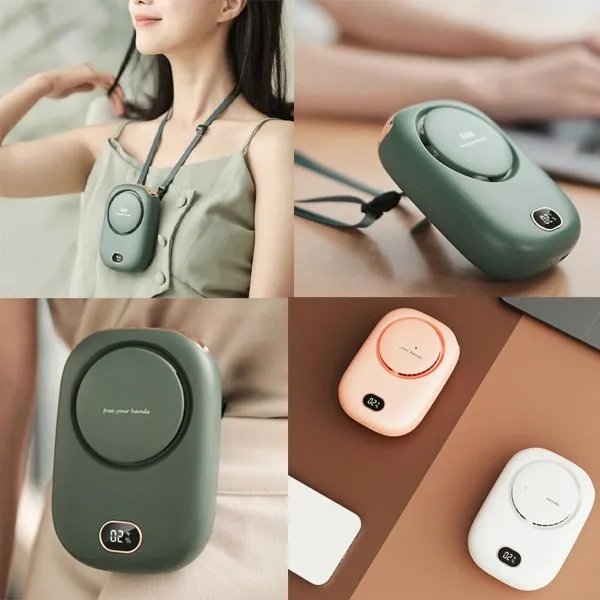 뮤뮤 목걸이선풍기, 3단 조절, LED, 휴대용, 탁상용, 핸디, 핑크, 1개