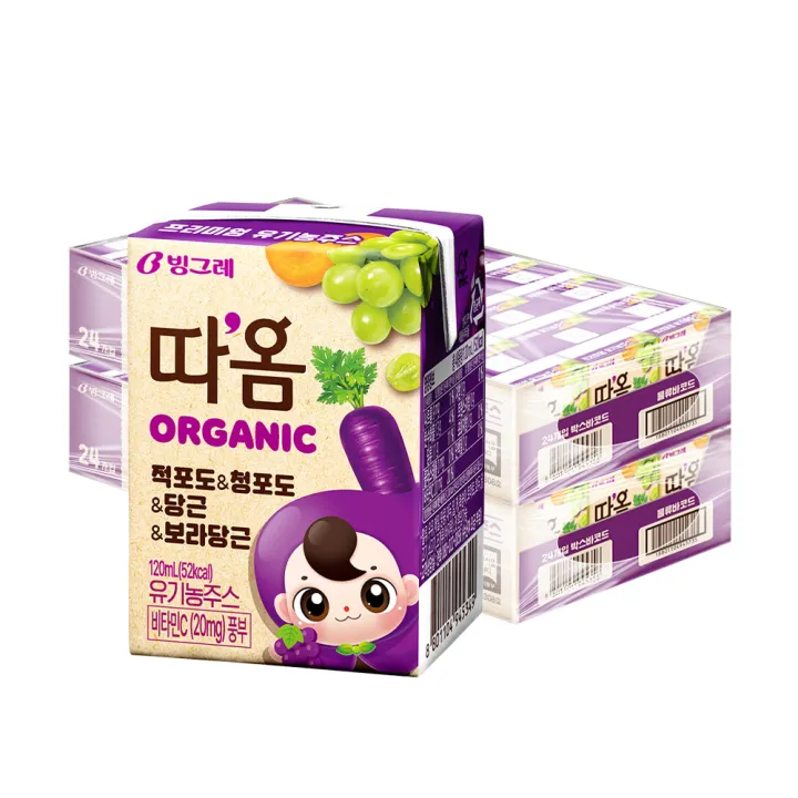 빙그레 따옴 유기농주스 적포도, 120ml, 48팩, 1세트