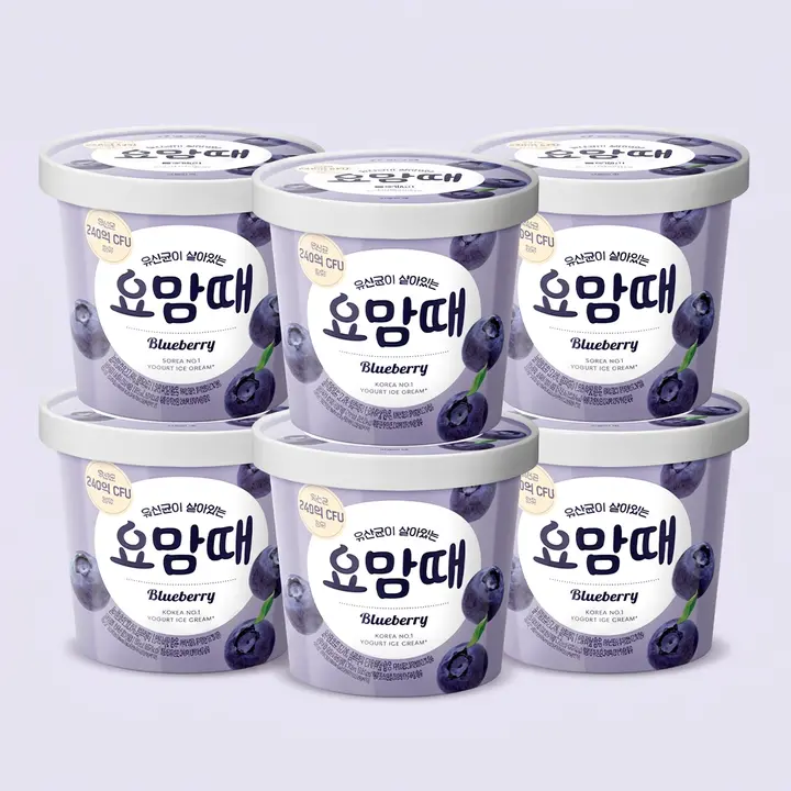 빙그레 요맘때 파인트 블루베리 아이스크림, 블루베리맛, 710ml, 6개