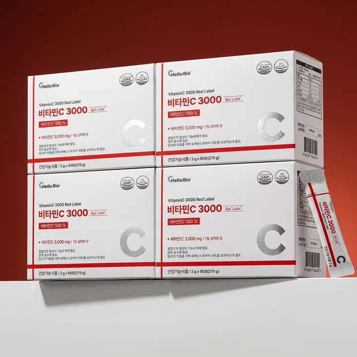 헬로바이오 비타민C 3000 레드라벨, 3g, 90포, 4박스