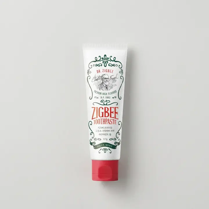 지그비 고불소 구취케어 치약, 아쿠아민트향, 117g, 4개