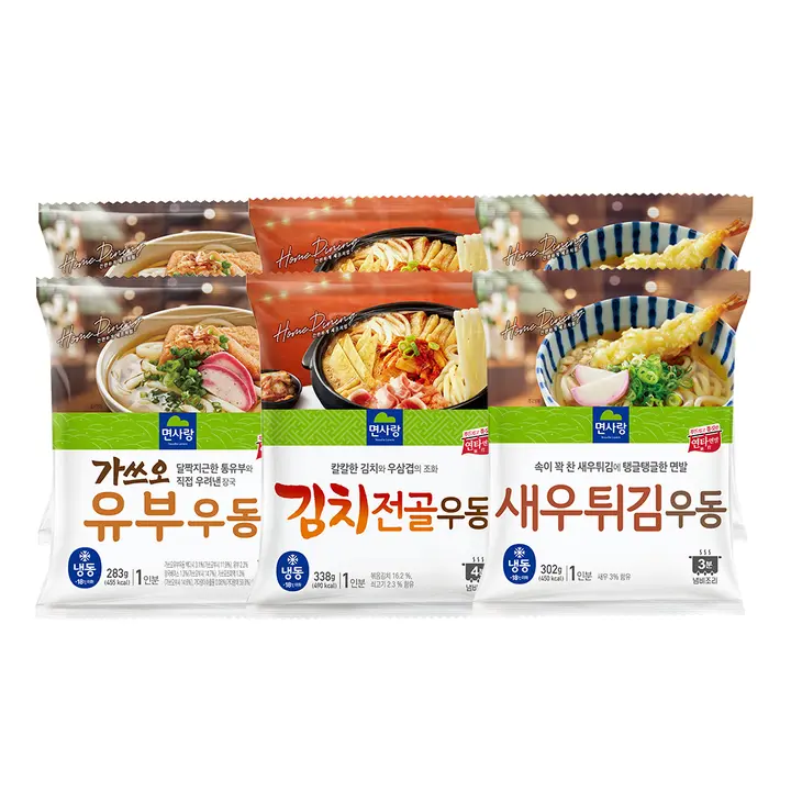 면사랑 우동 3종 세트 (김치전골, 유부, 새우튀김), 1.8kg, 1개