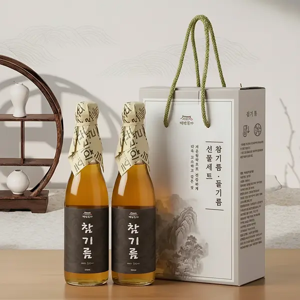 백년본가 통 참깨 참기름 선물세트, 350ml, 2개입, 1세트