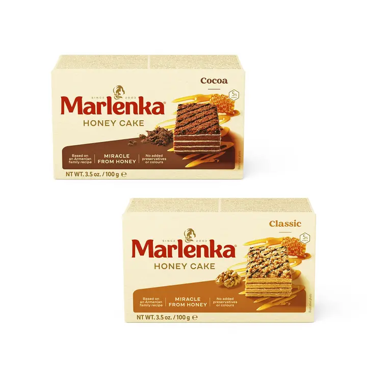 말렌카 허니 케이크, 호두 클래식 100g 2개 + 코코아 100g 1개, 3개