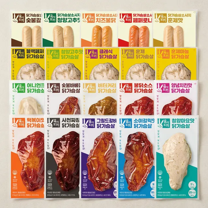 육식토끼 소스 닭가슴살 10종 100g 10팩 + 닭가슴살 5종 100g 10팩 + 닭가슴살 소시지 5종 80g 10팩, 1세트