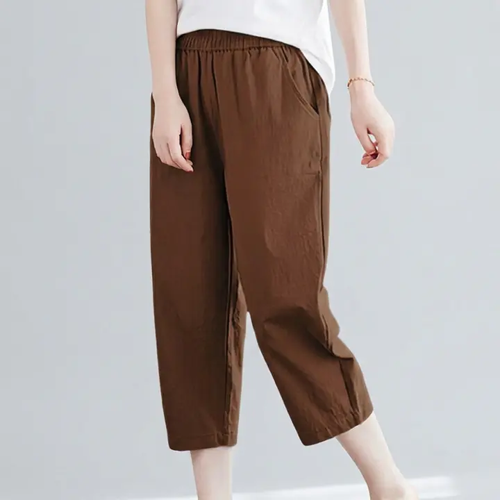 여자 7부 쿨바지, 37416753, 브라운, XL, 1개