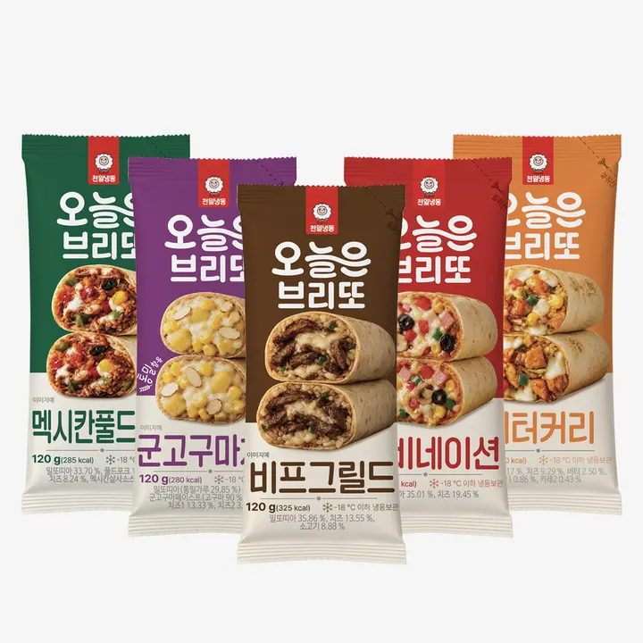 천일식품 오늘은브리또, 비프그릴드 1개 + 멕시칸풀드포크 1개 + 콤비네이션 1개 + 버터커리 1개 + 군고구마치즈 1개, 120g, 5개
