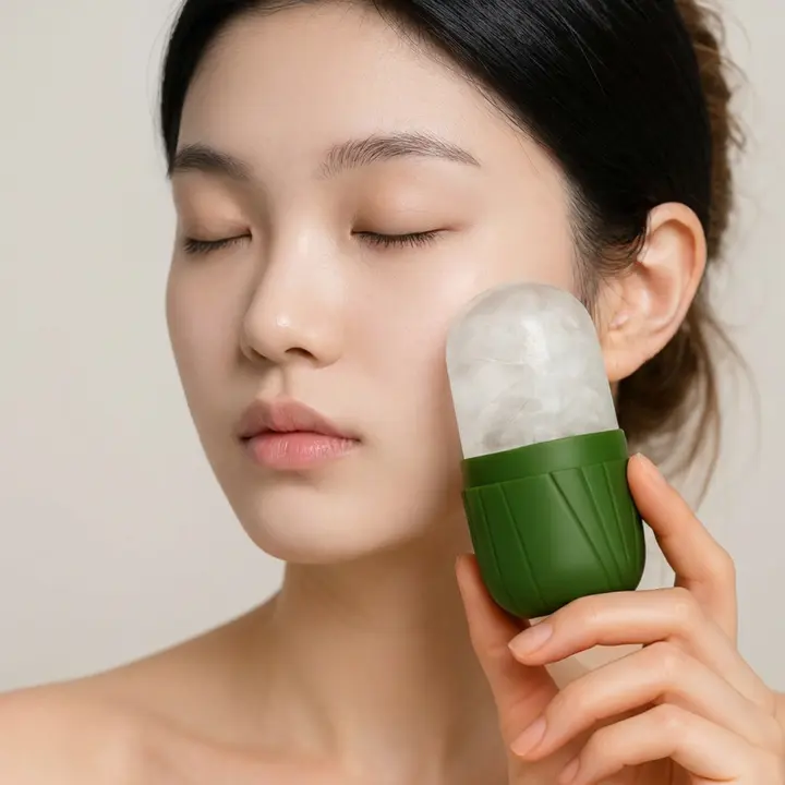 Y.Living 얼음 마사지 실리콘 케이스 아이스롤러 괄사, 블루, 1개