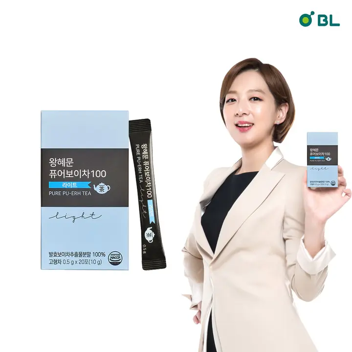 왕혜문 퓨어보이차 100, 1300일 발효, 라이트, 카테킨, 10g, 20포, 3박스