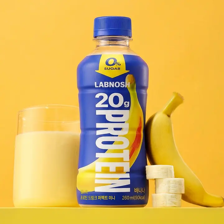 랩노쉬 프로틴 드링크 퍼펙트 미니 바나나, 제로슈거, 260ml, 12개