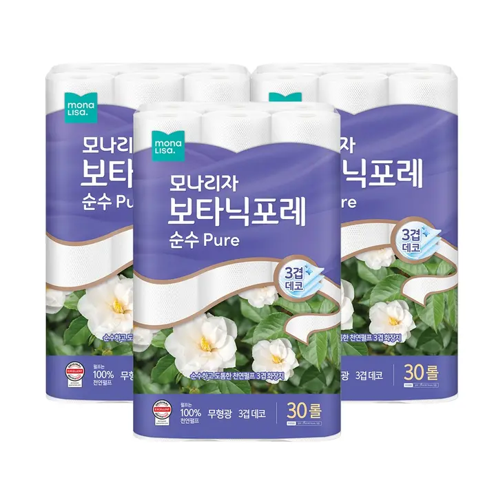 모나리자 보타닉포레 순수, 3겹, 27m, 30롤, 3팩