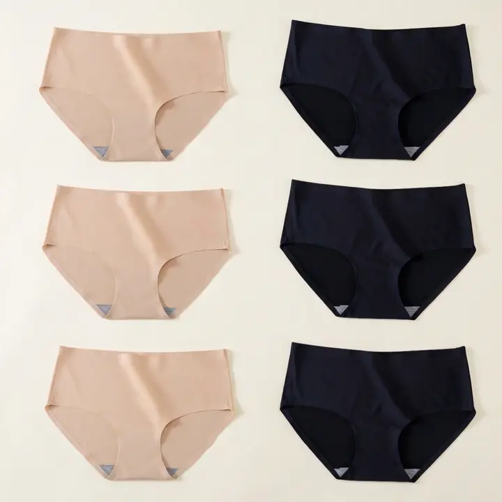 심리스 팬티 심플 무봉제 라인, 2XL, 스킨 3개 + 블랙 3개, 6개