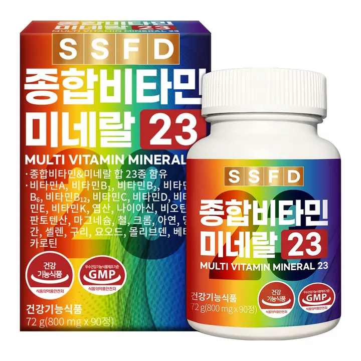 순수식품 종합 비타민 미네랄 23, 800mg, 90정, 1박스