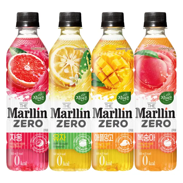자연은 더말린 제로, 복숭아 5개 + 애플망고 5개 + 자몽 5개 + 유자 5개, 500ml, 20개