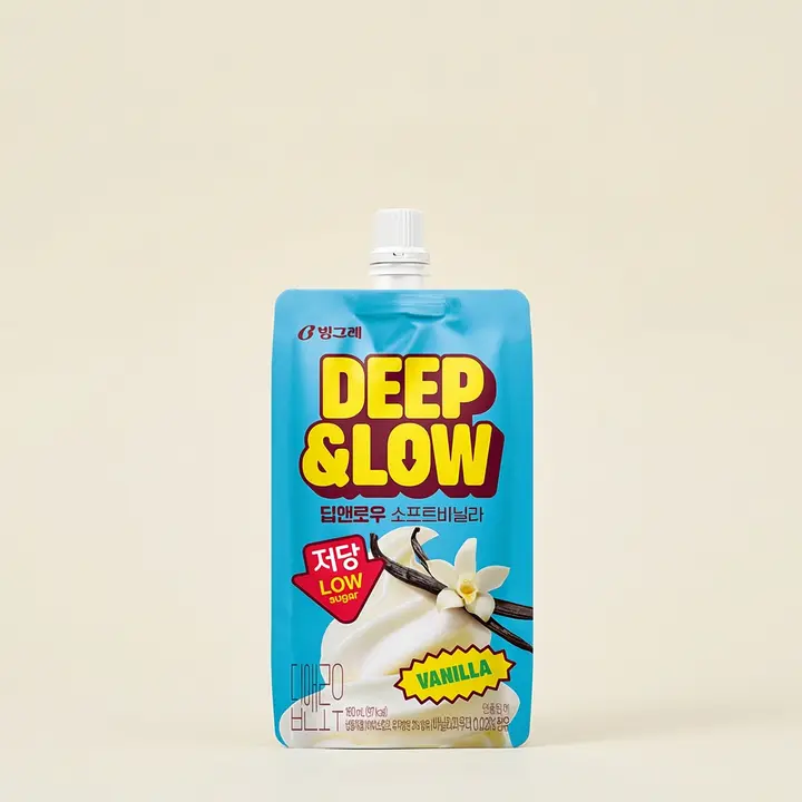 빙그레 딥앤로우 소프트 바닐라, 저당, 160ml, 24개