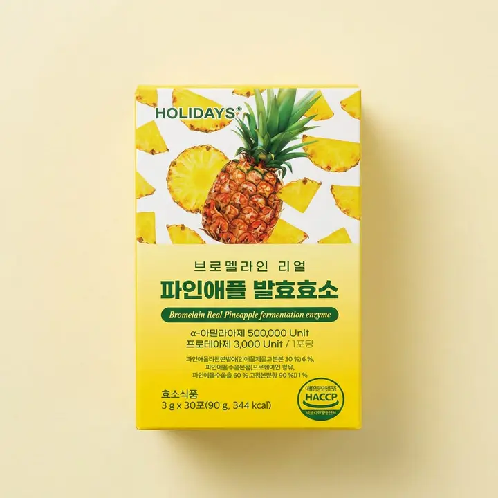 홀리데이즈 브로멜라인 리얼 파인애플 발효효소, 90g, 30포, 5개