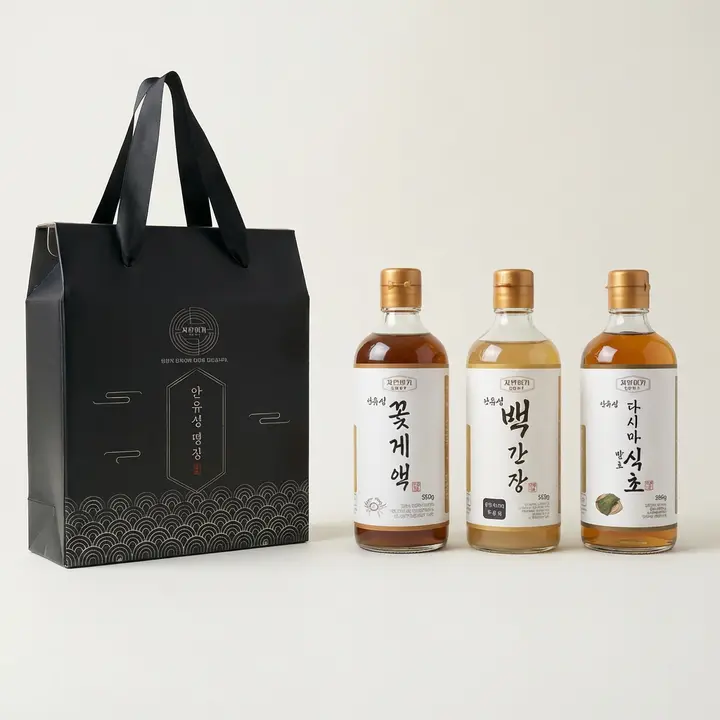 자연미가 안유성 백간장, 560g, 1개 + 꽃게액, 560g, 1개 + 다시마발효식초, 560g, 1개