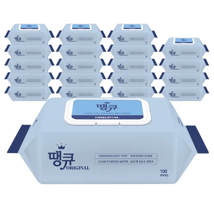 땡큐 오리지널 물티슈, 캡형, 100매, 20개, 230g
