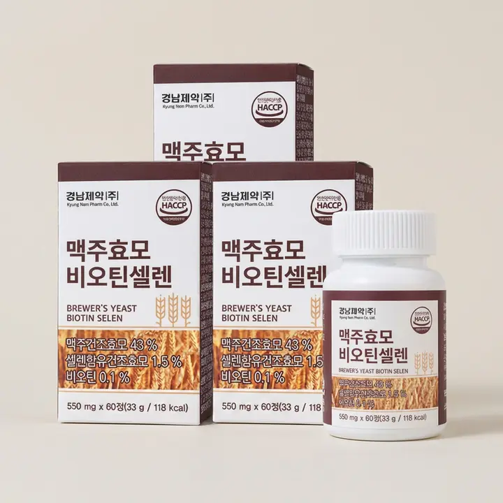 경남제약 맥주효모 비오틴셀렌, 550mg, 60정, 3개