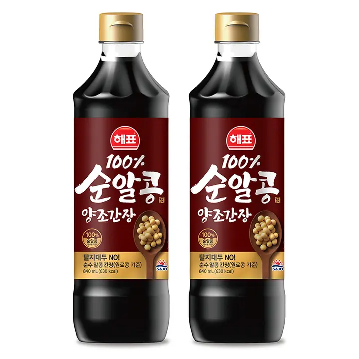 해표 순알콩 양조간장, 840ml, 2개