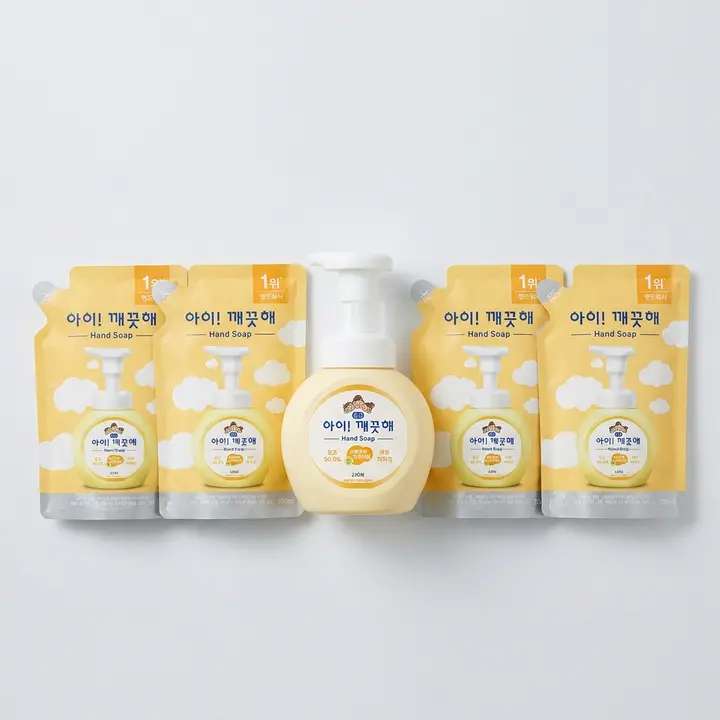 아이깨끗해 항균 폼 핸드솝, 순, 250ml, 1개 + 리필, 200ml, 4개