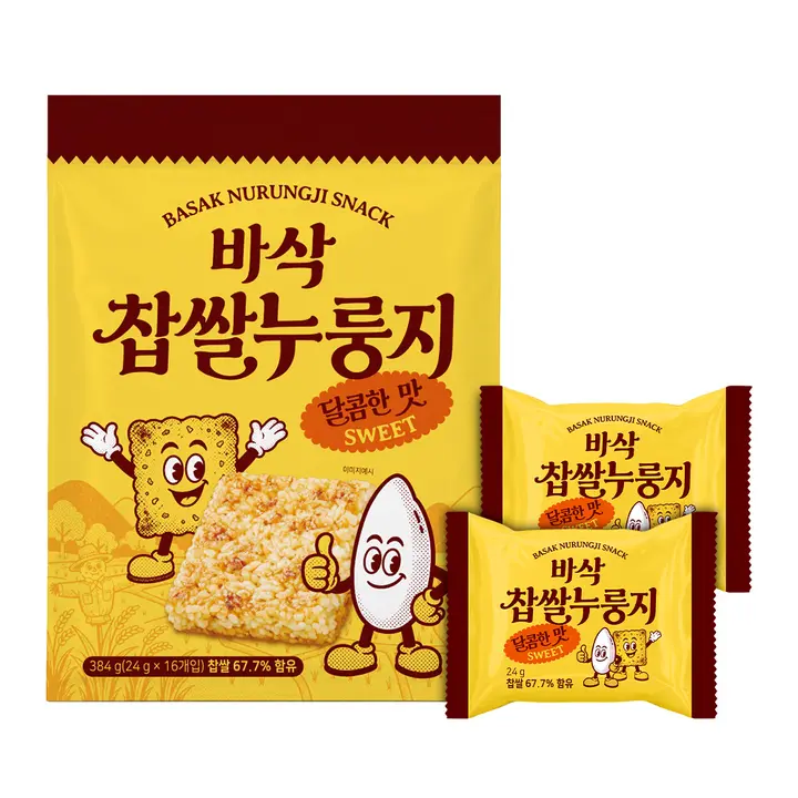 바삭 찹쌀누룽지, 달콤한맛, 384g, 16입, 2봉