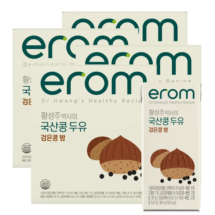 이롬 황성주박사의 국산콩 두유 검은콩 밤, 190ml, 64개