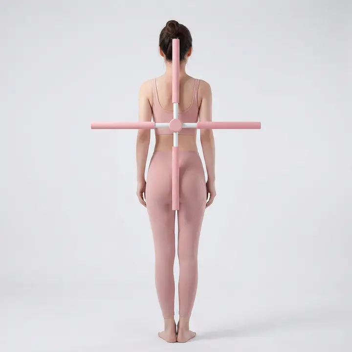 어깨스트레칭 라운드숄더 십자봉, 그레이, 1개