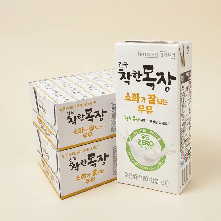 건국유업 착한목장, 소화가 잘되는 우유, 190ml, 48개