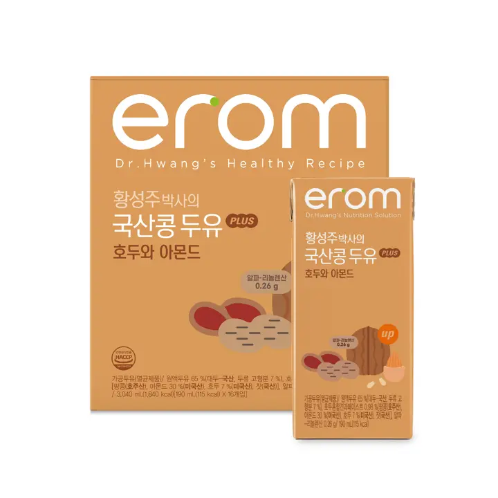 이롬 국산콩 두유 플러스, 호두와 아몬드, 190ml, 16개