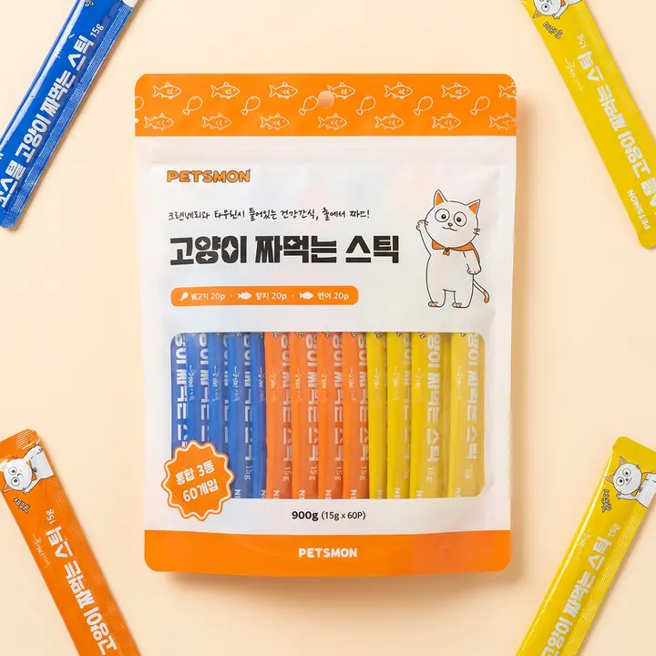 펫츠몬 고양이 짜먹는 스틱, 혼합맛, 15g, 60개입, 1개
