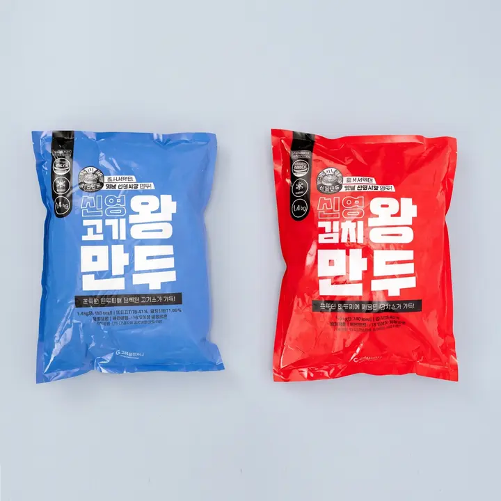 신영 고기 왕만두 1.4kg, 1개 + 김치 왕만두 1.4kg 1개, 2개