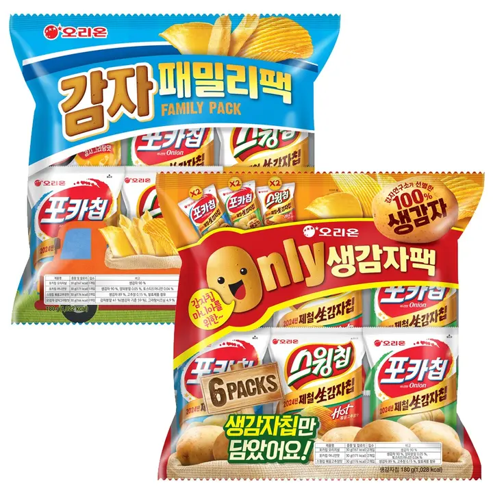 오리온 감자 패밀리팩, 180g, 1개 + 온리 생감자팩, 180g, 1개