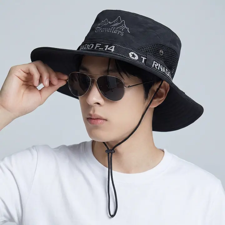 옴미 마운틴14 등산 자외선차단 벙거지 F14, 블랙, 59Cm, 1개
