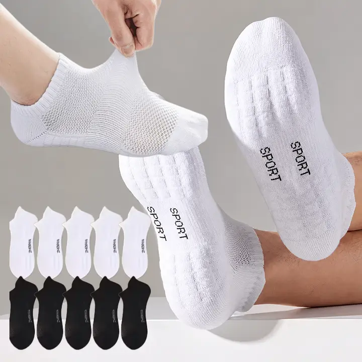 도톰 쿠션 양말, 단목, 화이트 5개 + 블랙 5개, 10개