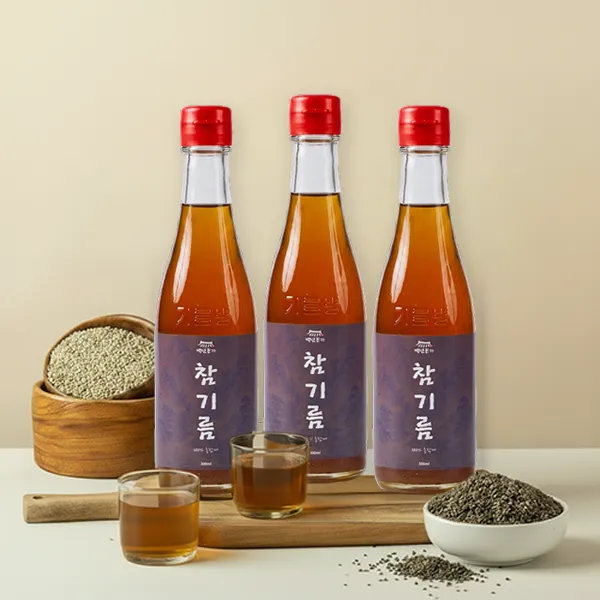 백년본가 통참깨 저온압착 옛날 방앗간 참기름, 350ml, 3개