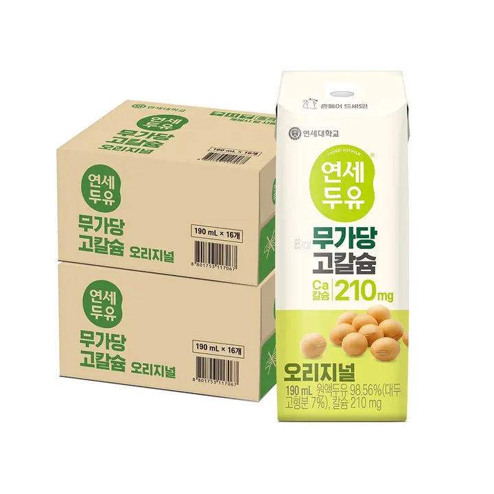 연세두유 무가당 고칼슘 두유 오리지널, 190ml, 32개
