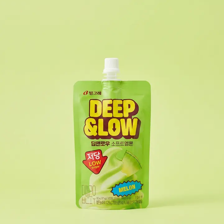 빙그레 딥앤로우 소프트 멜론 저당 아이스크림, 멜론맛, 160ml, 24개
