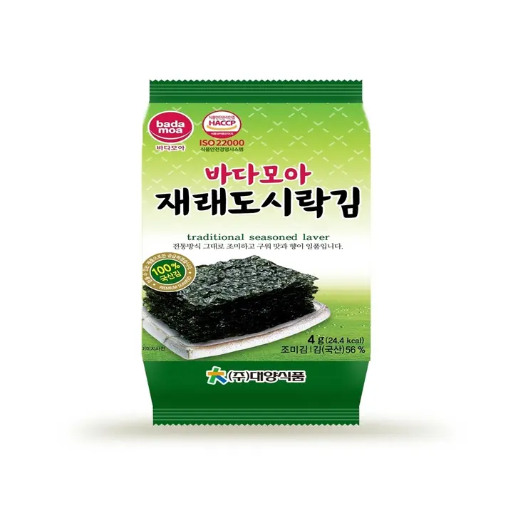 바다모아 두번 구운 재래 도시락김 식탁김, 4g, 72봉