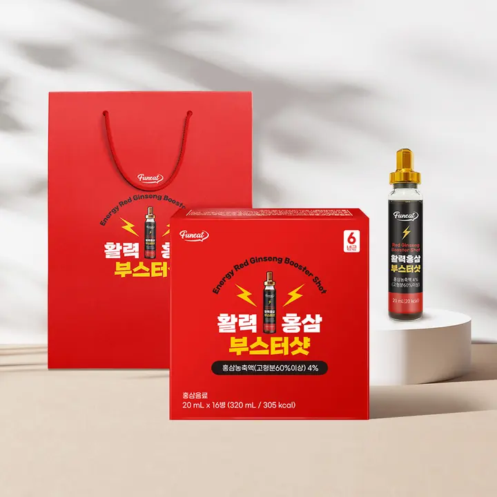 퍼니트 활력홍삼 부스터샷 앰플, 쇼핑백동봉, 20ml, 16병, 4개