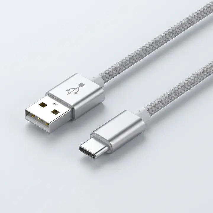 WJT 메탈 고속 충전 케이블, USB-C, 실버, 1.5m, 4개