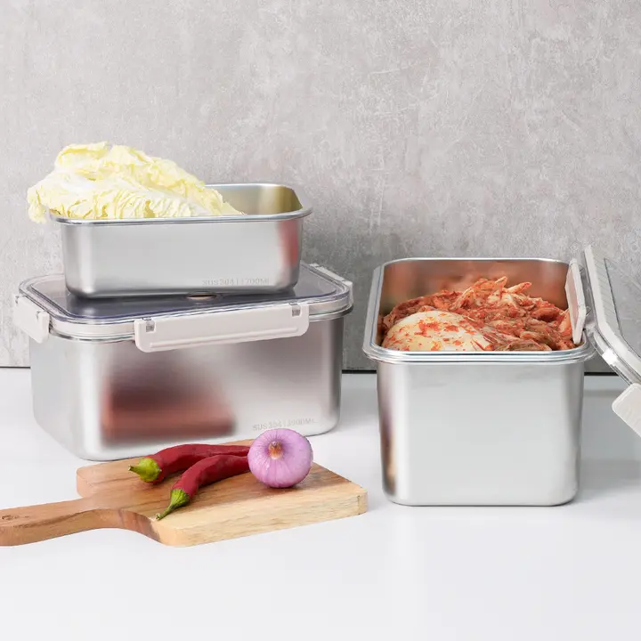 인블룸 신선락 스텐 김치통, 1H 직사각형, 5.8L, 2개