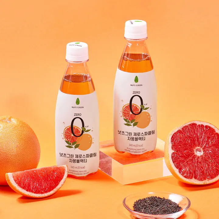 넛츠그린 제로스파클링, 자몽블랙티, 340ml, 6개