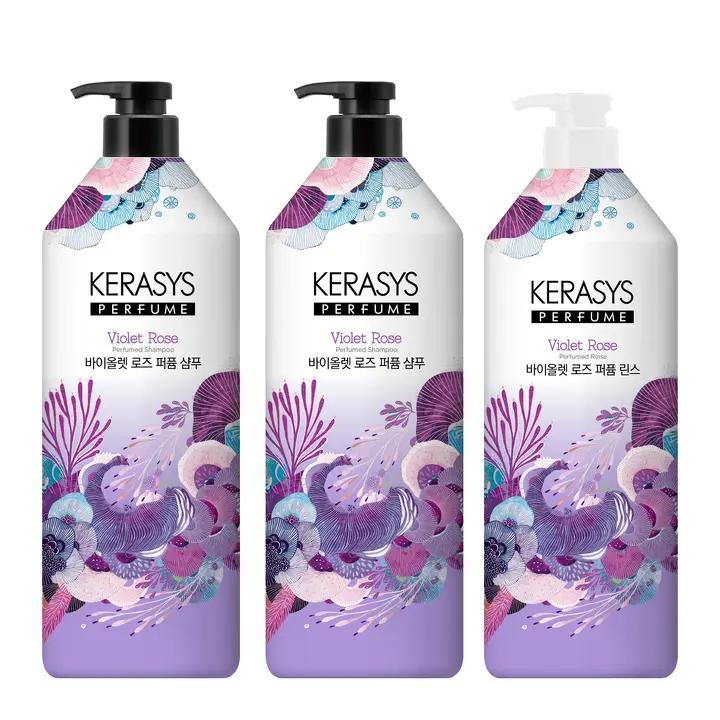 케라시스 퍼퓸 바이올렛 로즈 샴푸, 1L, 2개 + 린스, 1L, 1개