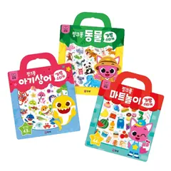 핑크퐁 가방스티커, 아기상어, 1개 + 동물, 1개 + 마트놀이, 1개