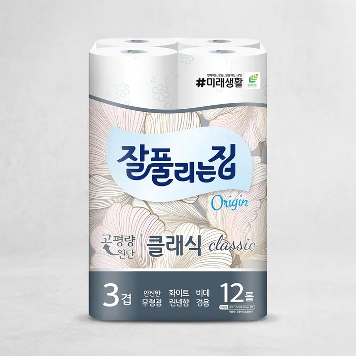 잘풀리는집 무형광 화장지 클래식 3겹 27m 12롤, 1팩
