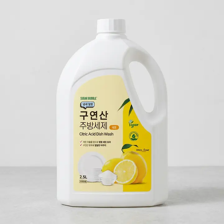 슈가버블 냄새 말끔 구연산 주방세제 레몬, 2.5L, 2개